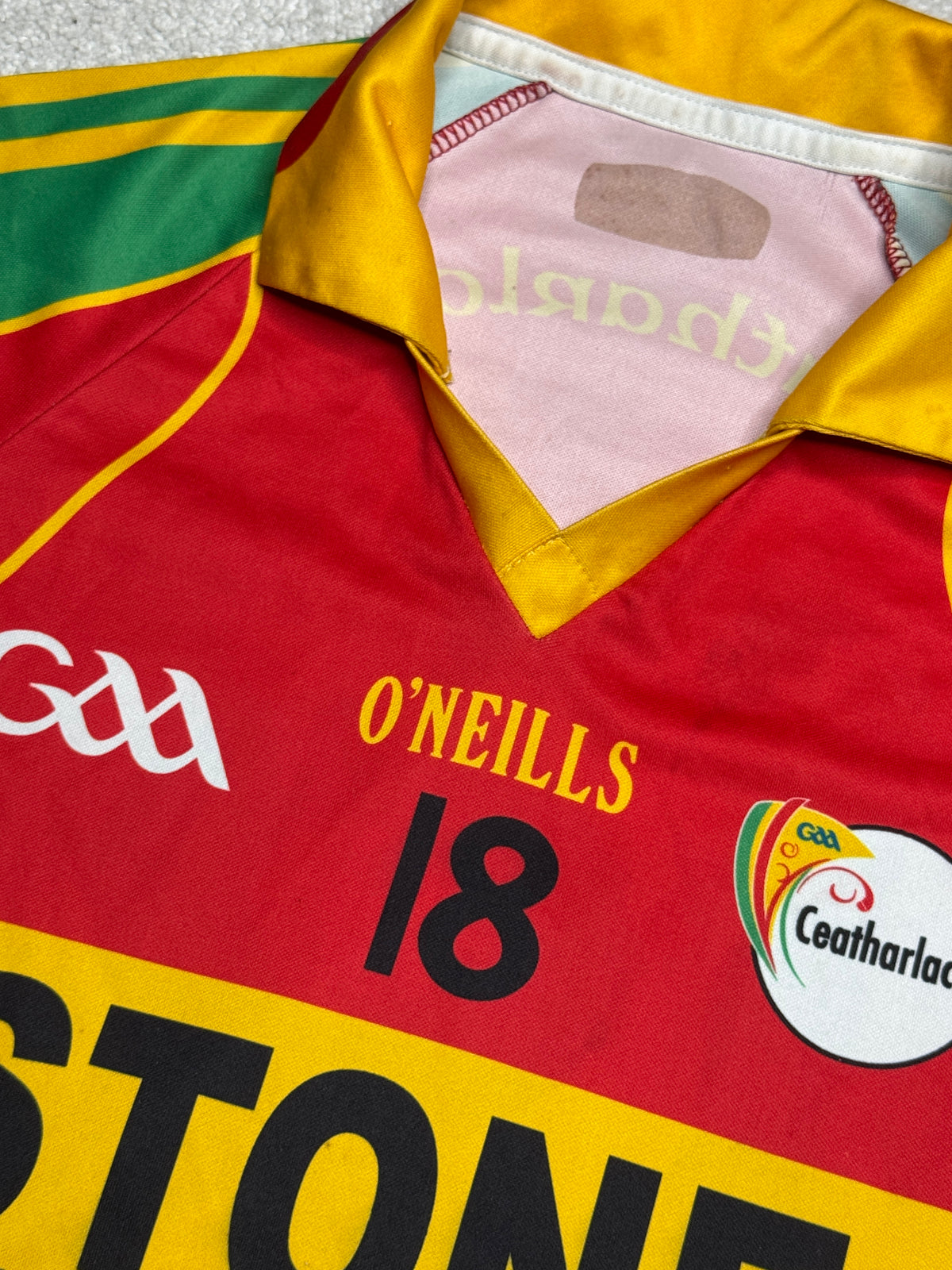 2009/2011 Carlow GAA Player Fit Home Jersey Number 18 - O'Neills GAA and hurling jersey - Jersey King - view 4